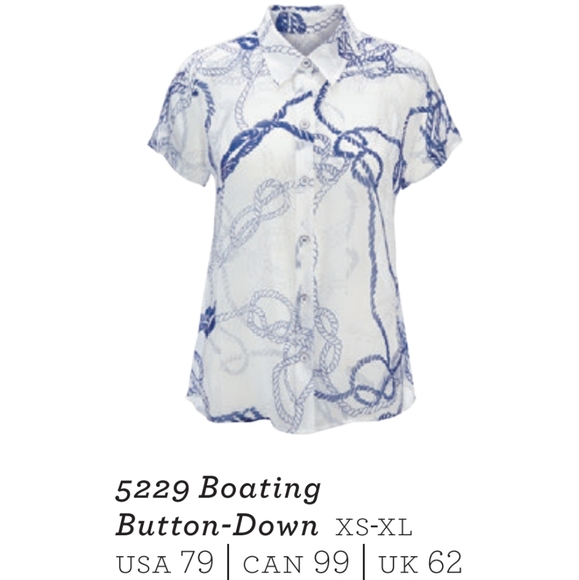 Cabi Rope Blue White Button Down Size Medium - Picture 6 of 6